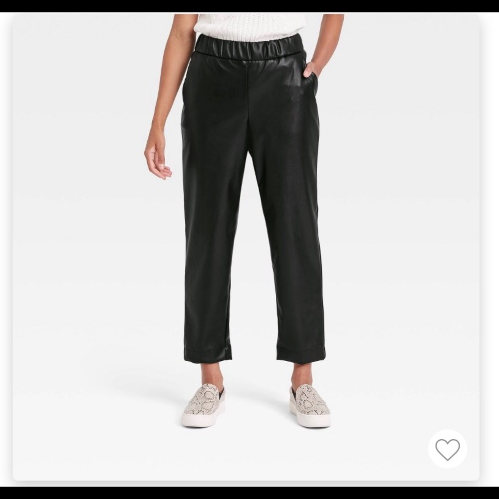 A New Day- Womens High-Rise Faux Leather Tapered Ankle Pull-On pants